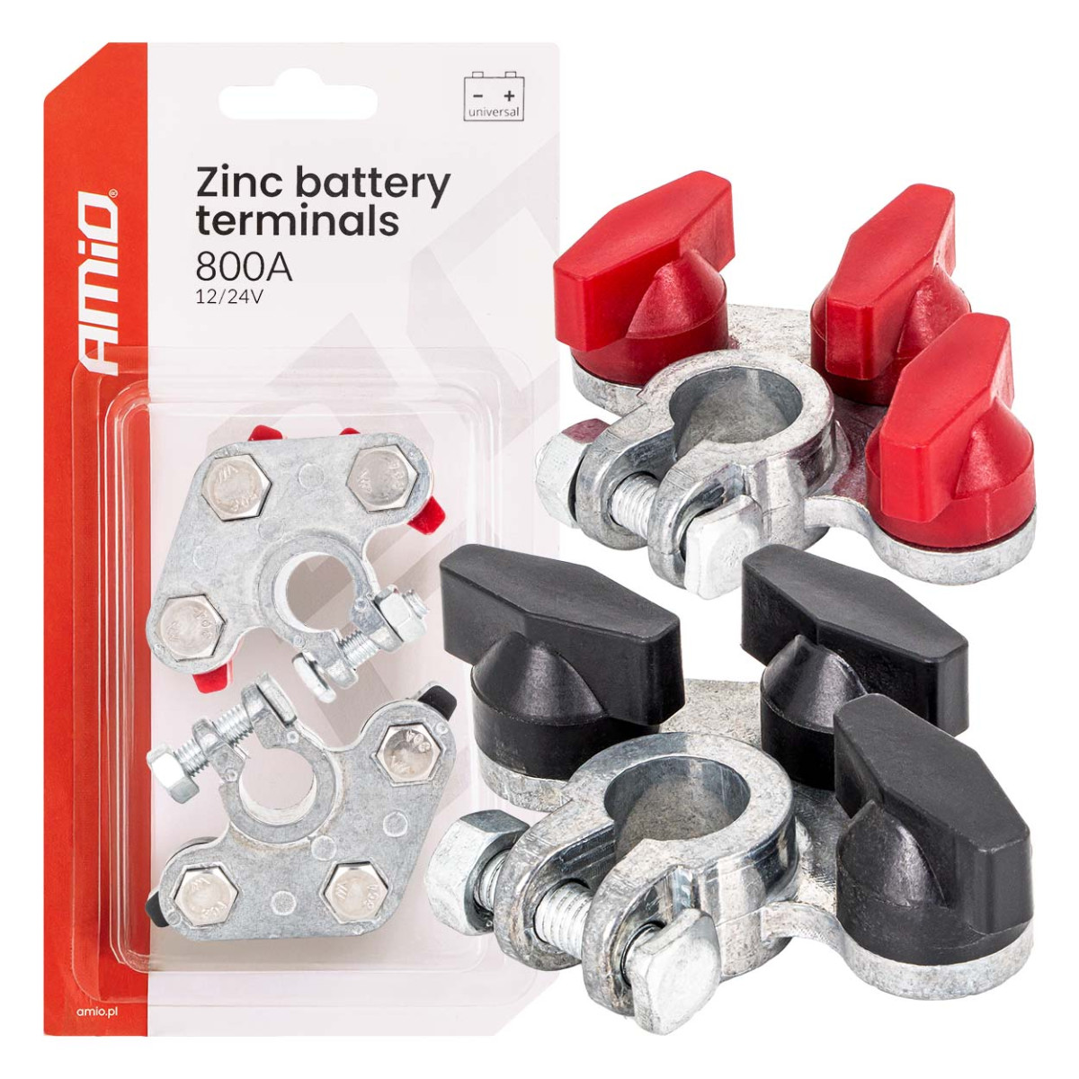 Akkuliittimet 800 A, galvanoitu, 2 kpl. AMiO-04391
