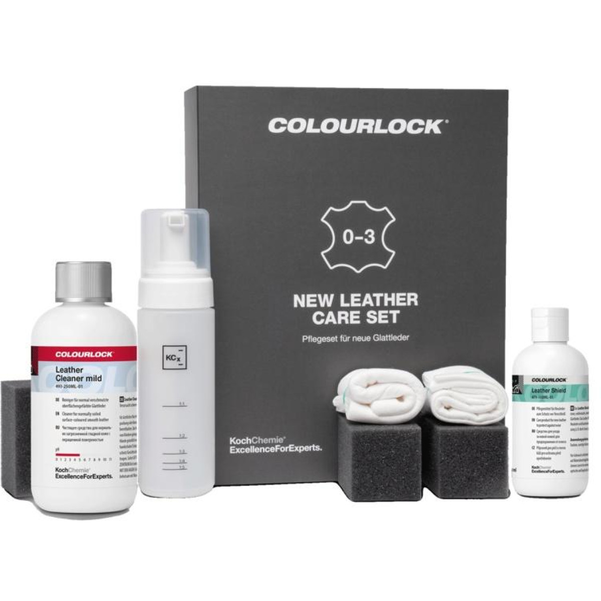 KOCH CHEMIE COLOURLOCK New Leather Care Set, uusi sileän nahan hoitosetti